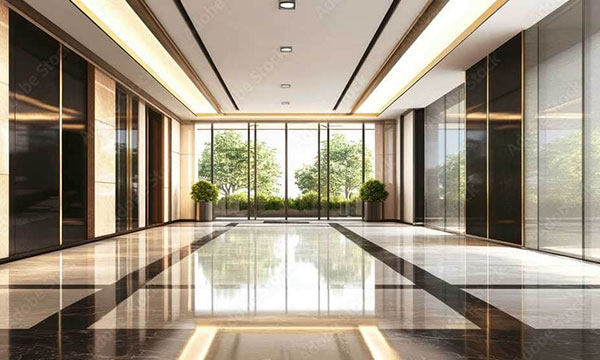 Un hall d'entrée impeccable grace au travail de RLS Facility Conciergerie d'immeuble de Genève à Neuchâtel