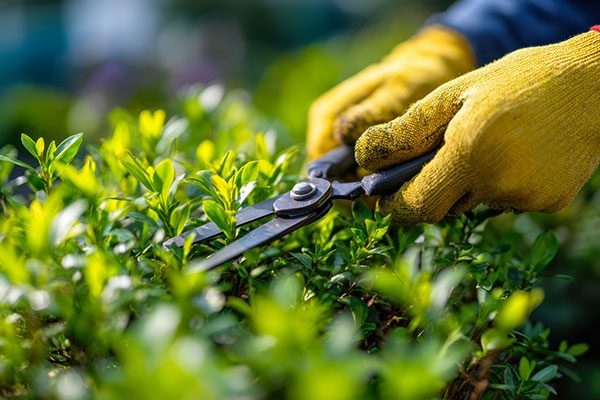 UN agent RLS Facility en plein entretien espaces verts